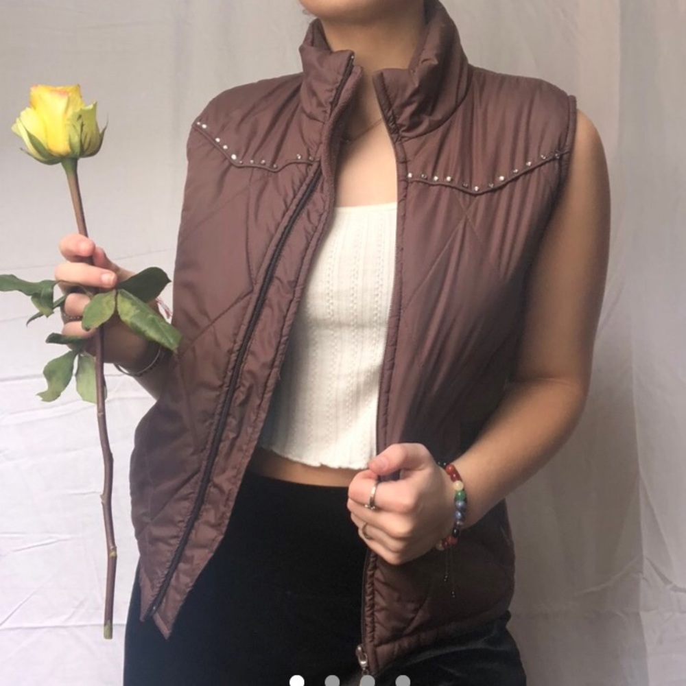 Brown puffer vest